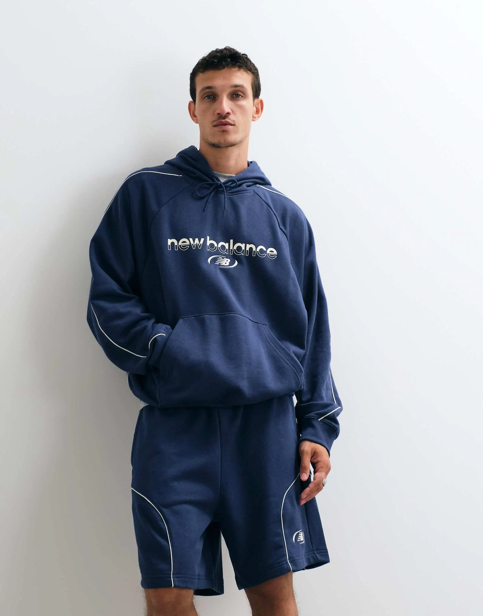 New Balance Trackside french terry hoodie in nb navy