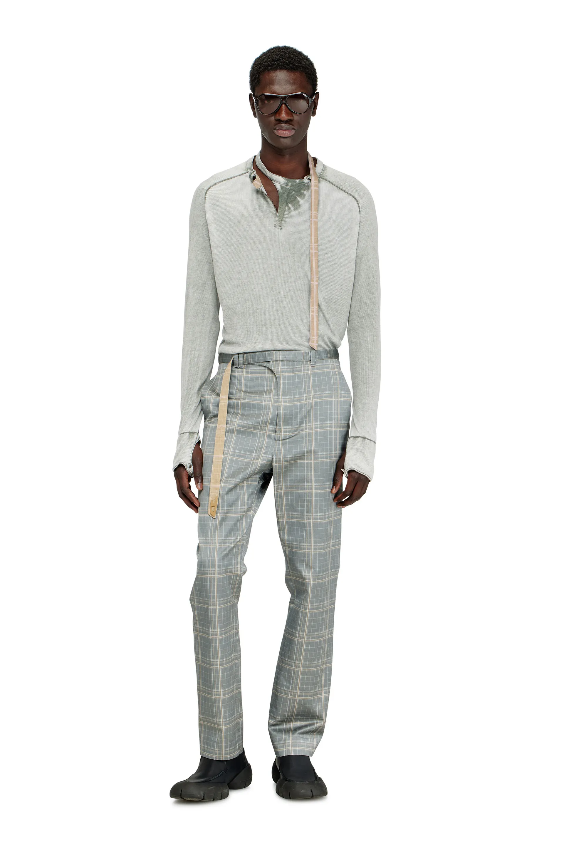 Rib-jersey top with biker neck strap