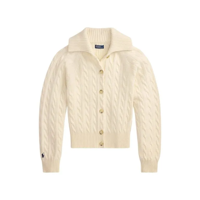 Cable-Knit Wool-Cashmere Jacket - Hvit