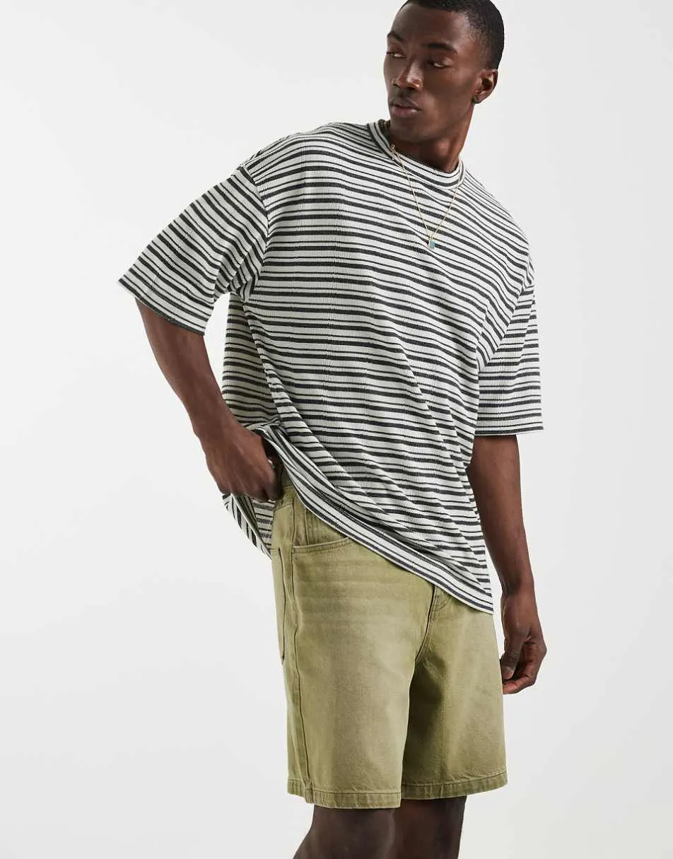 ASOS DESIGN mid length jorts in washed green