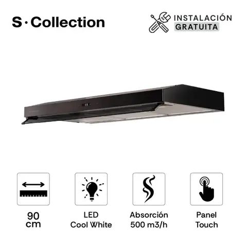 Campana Extractora Empotrada Slim Negro TURE19COV2