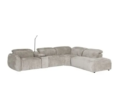 Hoeksalon Roll 362x265cm - stof - turtledove met relax & opbergruimte