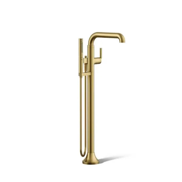 KOHLER Tone Single-​Handle Claw Foot Tub Faucet with Handshower in Vibrant Brushed Moderne Brass