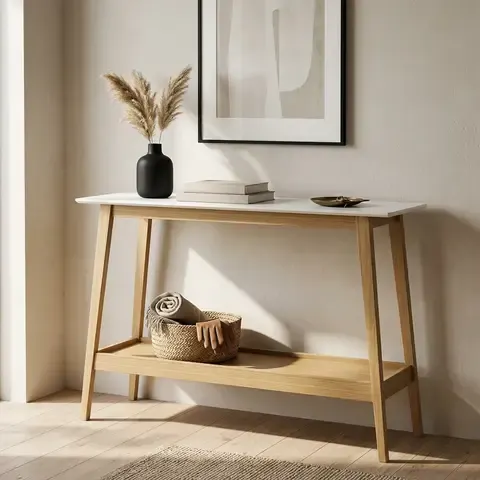 Arrimo Oslo Blanco/Café 120x34x76 cm