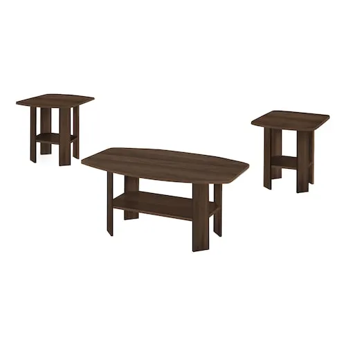 Monarch Specialties Table Set, 3pcs Set, Coffee, End, Side, Accent, Living Room, Laminate, Walnut, Transitional
