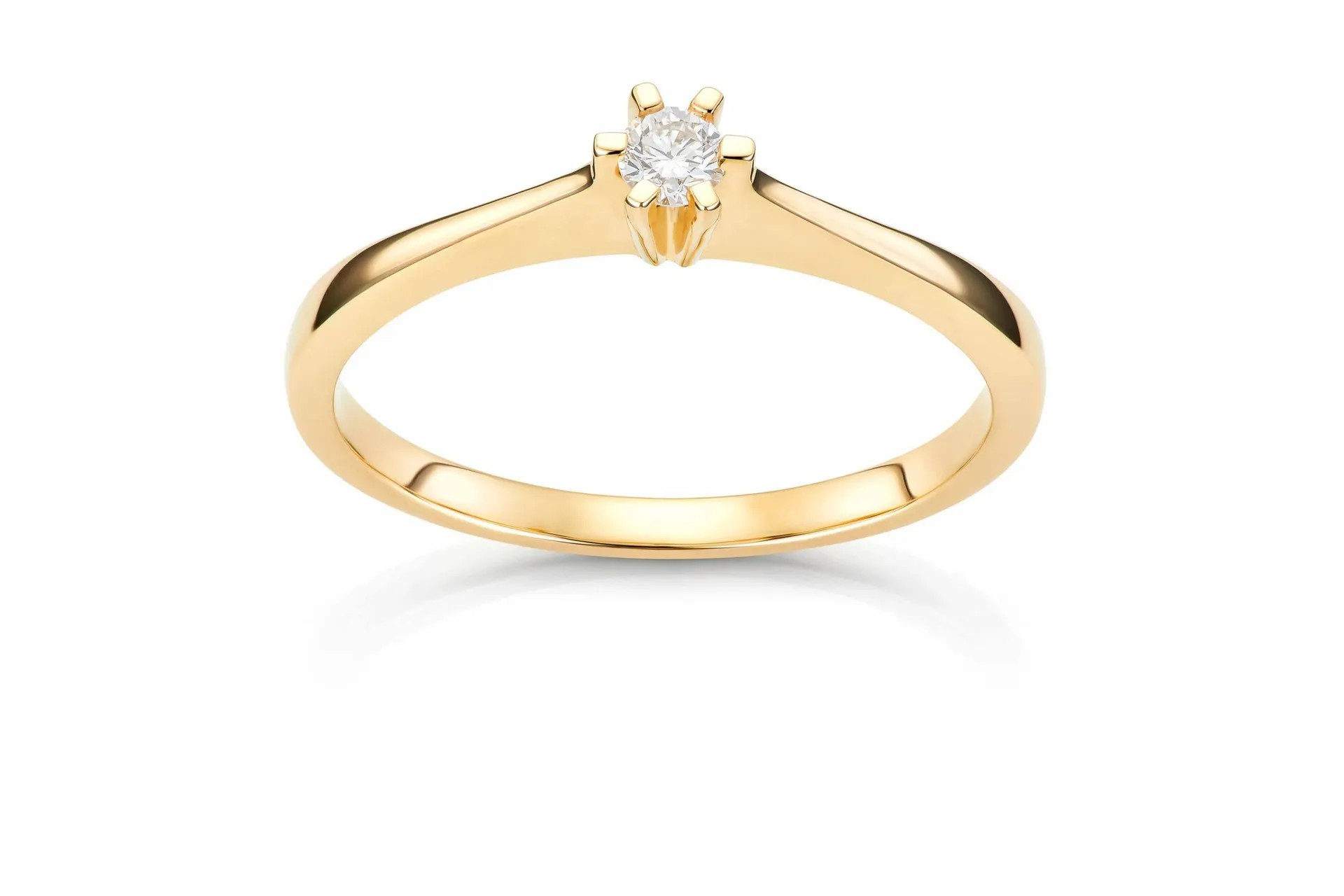 Helene diamantring i 585 gult gull 0,10 ct
