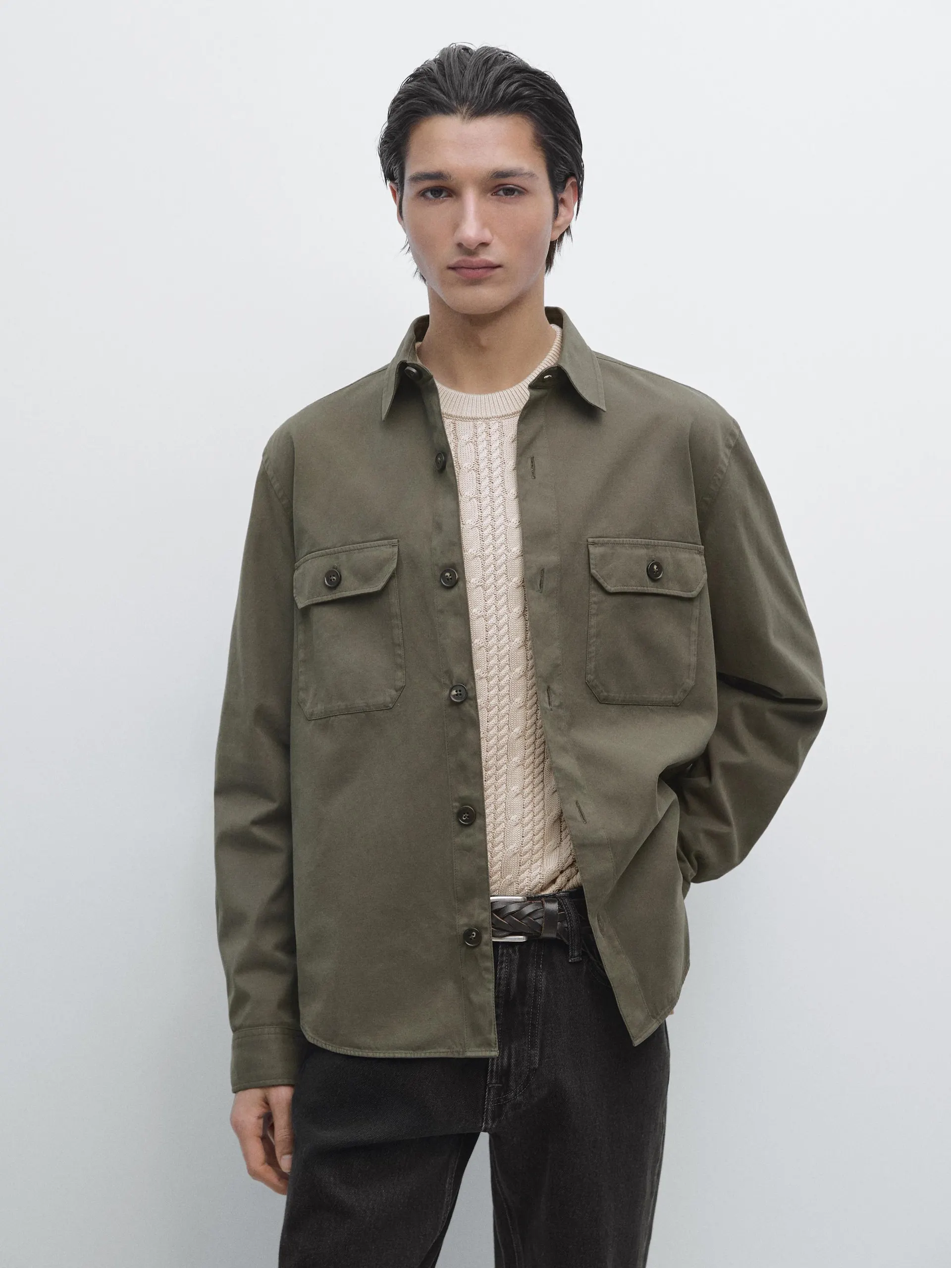 Cotton overshirt with pockets