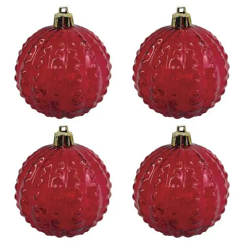 Enchanted Forest® 80mm Red Transparent Pum-Packin Shatterproof Ornaments - 4 Pack