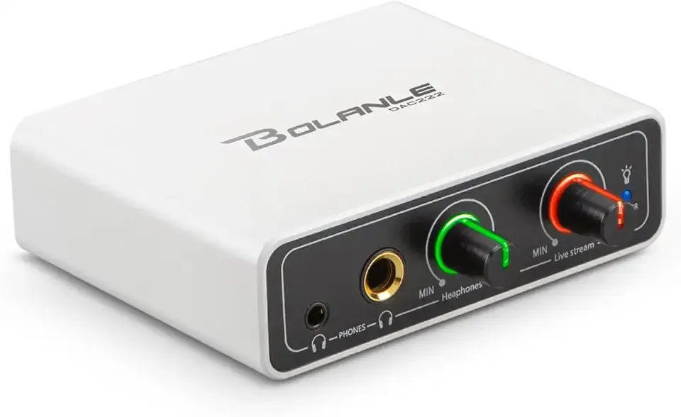 Bolanle DAC USB OTG Audio Interface for Live Streaming, 3.5mm AUX Input to USB-C Phone Adapter, Stereo Sound Card for iPhone Android, Connect Mixer to Mobile for TikTok YouTube Instagram Recording