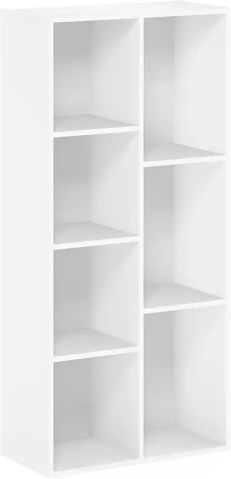 Furinno LUDER Book Shelf, 7-Cube Bookshelf, Bookcase, 9.4 x 19.5 x 41.7, for Living Room, Bedroom, Home Office, White