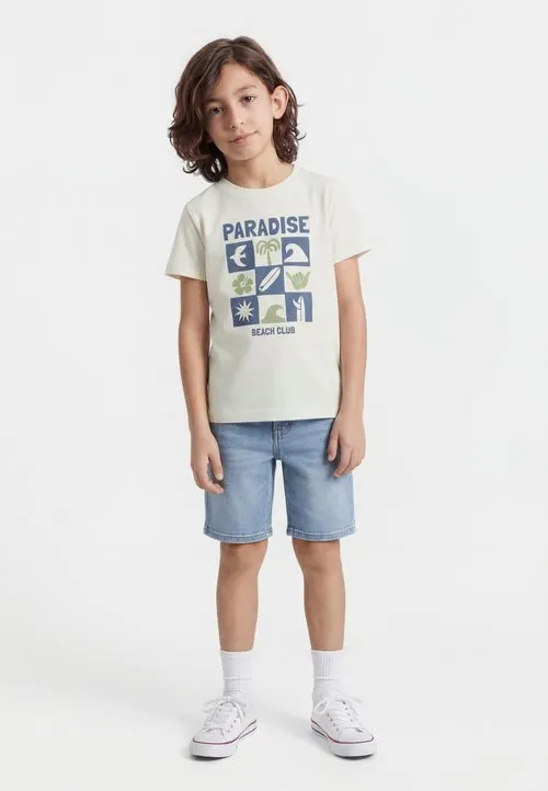 3 Pack - T-shirts med print - cloud dancer/swamp/wild wind