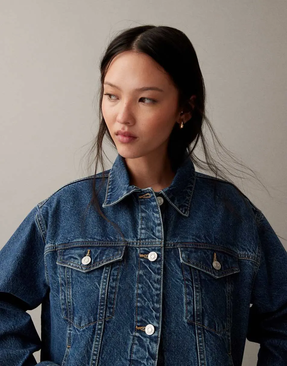 ASOS DESIGN oversized 90's denim jacket in mid blue