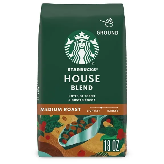 Starbucks House Blend, Ground Coffee, Medium Roast Hot or Iced Coffee, 18 oz $17.13 95.2 ¢/oz