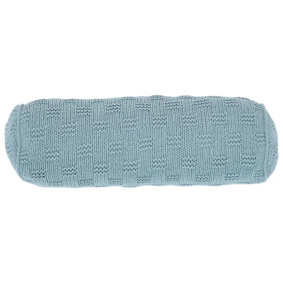 Mainstays 6" x 18" Blue Cotton Knit Bolster Decorative Pillow