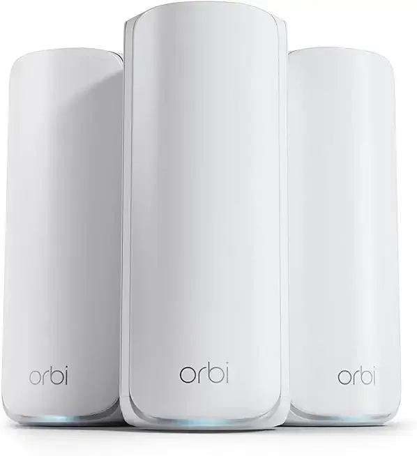 Orbi 870 Series Tri-Band WiFi 7 Mesh System (RBE873) - Router + 2 Satellite Extenders, Security Features, Up to 21 Gbps, Covers Up to 9,000 Sq. Ft., 150 Devices, 10 Gig Internet Port, BE21000
