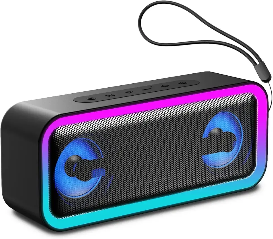 IKT Portable Bluetooth Speaker with Lights x Stocking Stuffers, 30W Loud Stereo Sound, Bluetooth5.4, Enhanced Bass,30H Playtime, TWS Pairing, IPX7 Waterproof, Speakersfor Home/Party/Outdoor