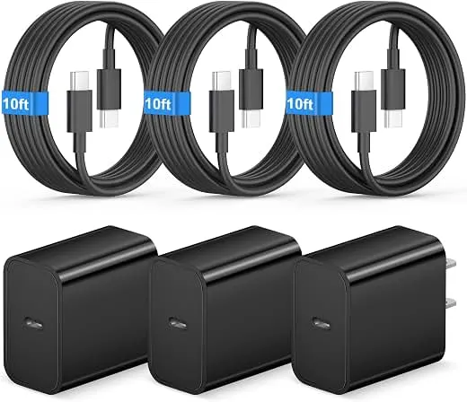 iPhone Duo 18 17 16 15 Charger Fast Charging USB C Charger Block, Black | 3 Pack Type C Chagrers Compatible with iPhone 18/18 Pro/18 Pro max/iPhone Duo, iPhone 17/16/15 Series, iPad Pro, Android iPhone Duo 18 17 16 15 Charger Fast Ch…