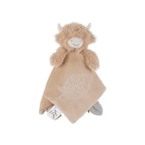 Doudou plat en veloudoux Fluffy la vache beige