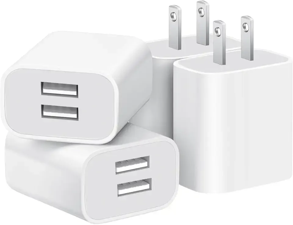 USB Wall Charger,4 Pack Dual Port Plug Adapter for Wall Outlet Charging Block, USB Power Adapter for iPhone 14/13/12/11 Pro/Pro Max, XS/XR/X,Galaxy, Pixel, Moto and Android Phones (White)
