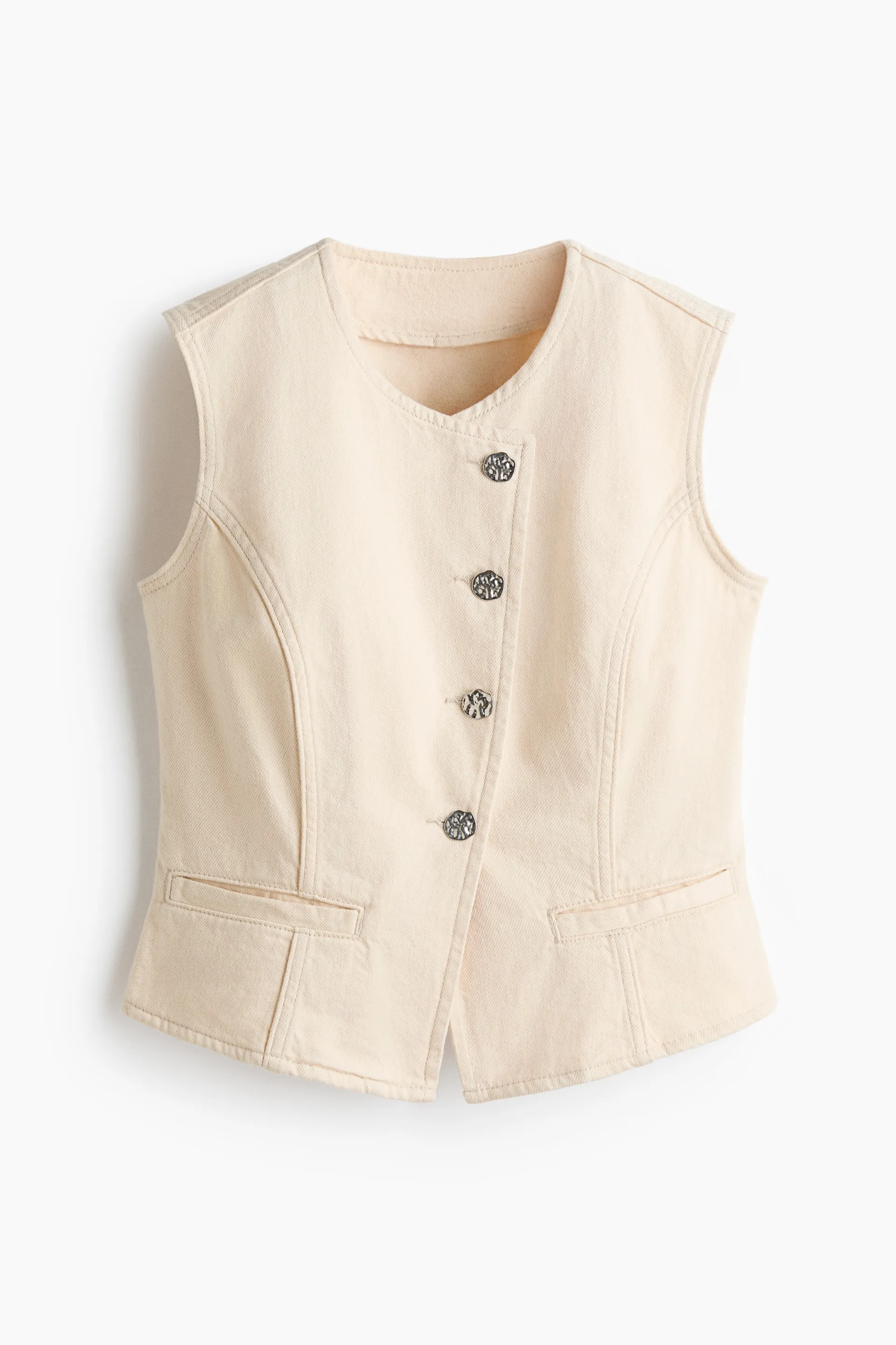 Hammered-button twill waistcoat