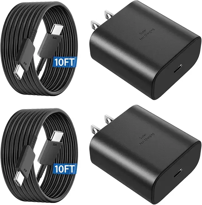 45W Samsung Super Fast Phone Charger, USB C Fast Charger Samsung Charge Fast Charging Cord Samsung Galaxy S25 S24 Ultra Charge 10FT Type C Charging Cable for Samsung Galaxy S25 Ultra/S25/S24/S23/S22