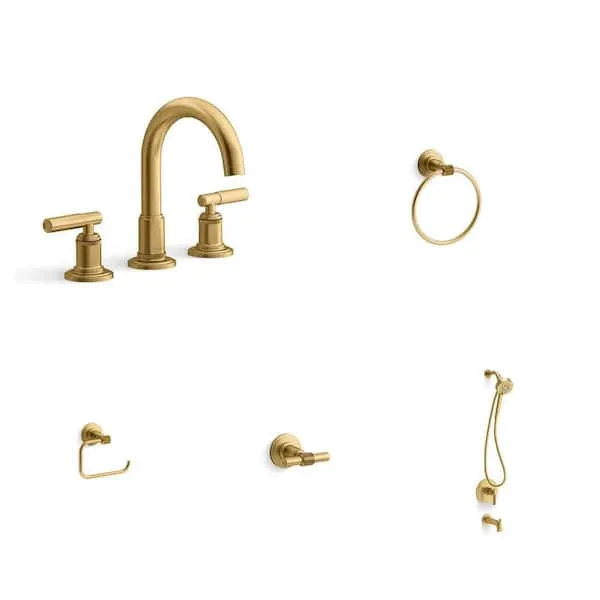 KOHLER Torrington 8 in.​ Widespread Faucet, Towel Ring, Toilet Paper Holder, Robe Hook and Shower Faucet Combo