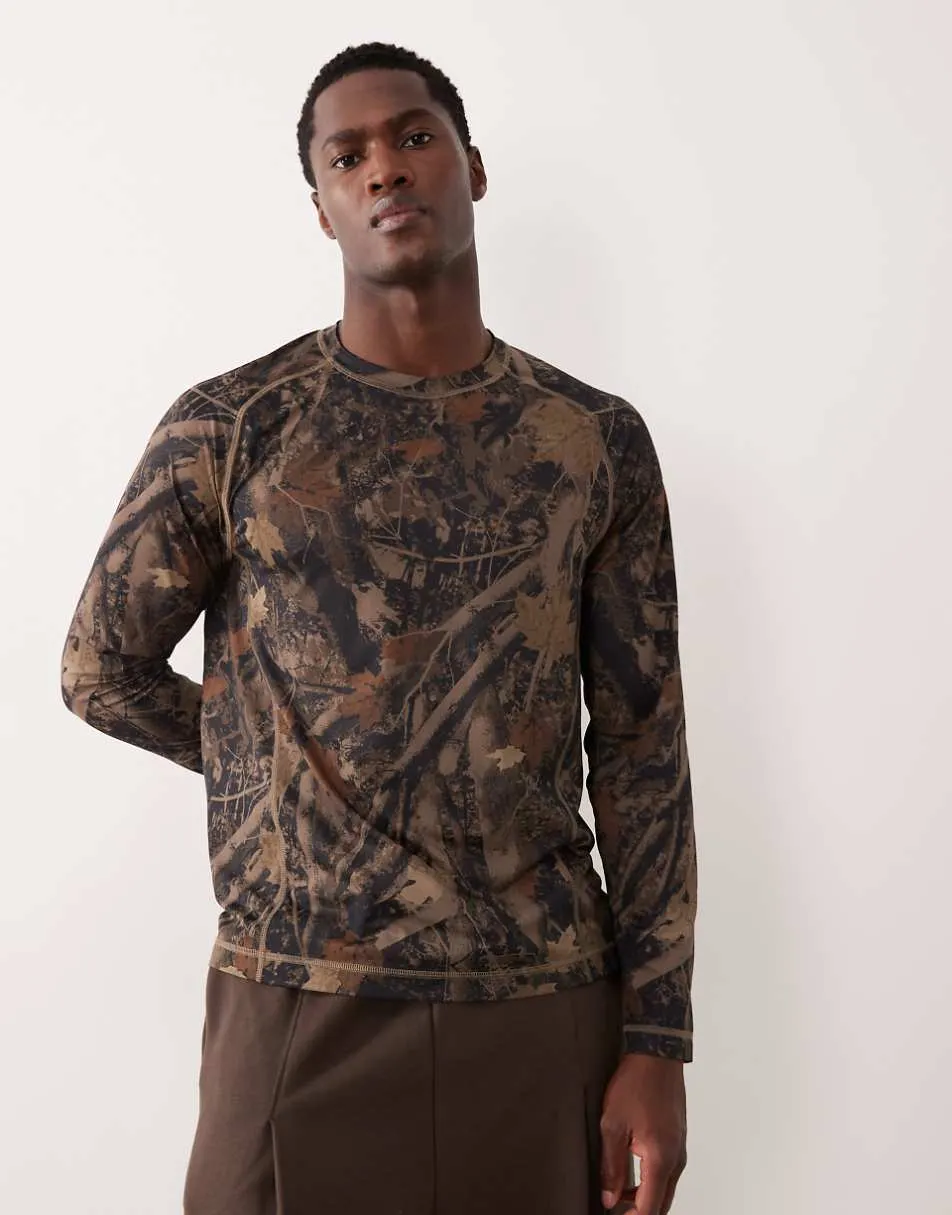 Abercrombie & Fitch YPB workout long sleeve top in camo