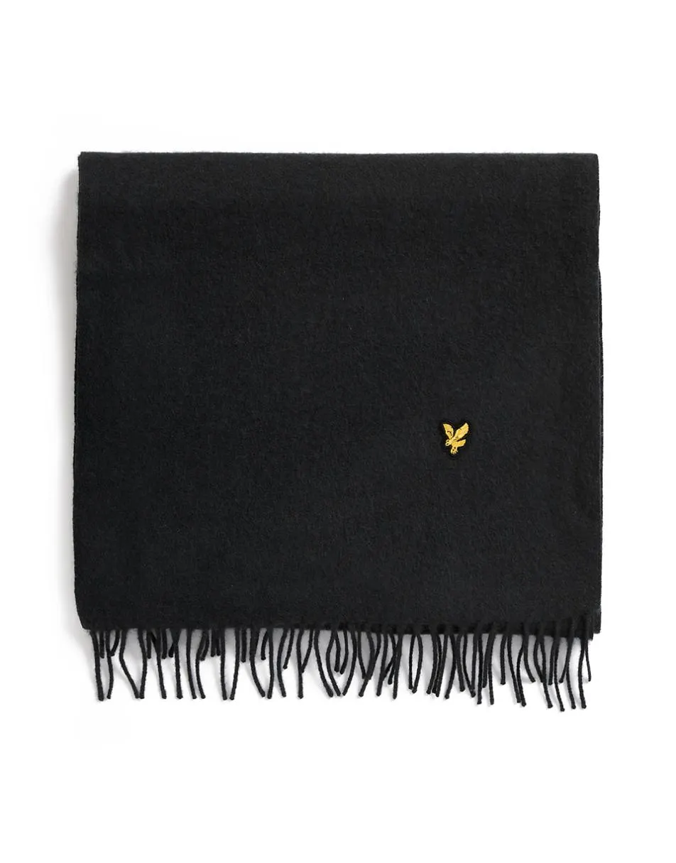 Lyle & Scott plain lambswool scarf in jet black