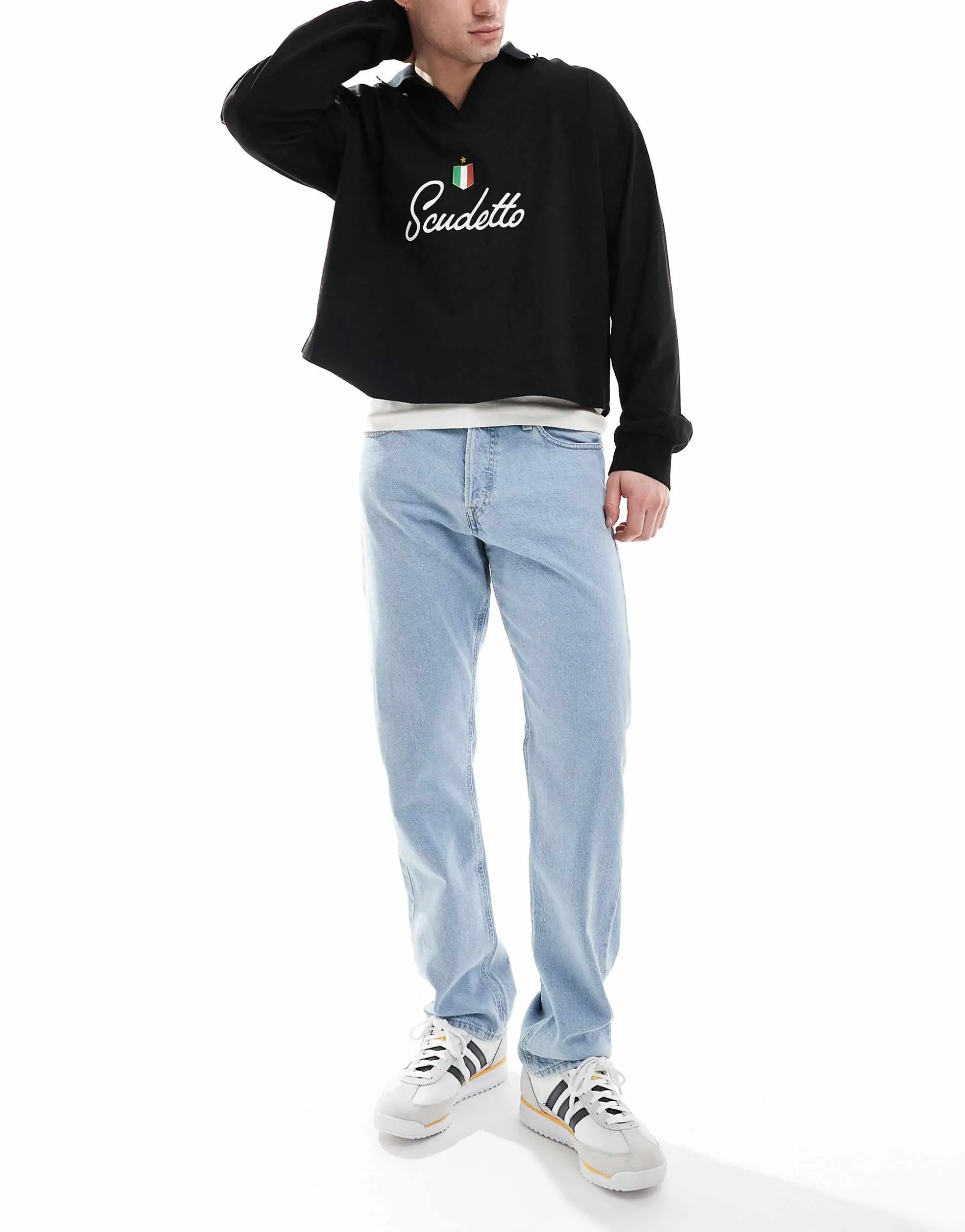 Jack & Jones Chris straight jeans in light blue wash
