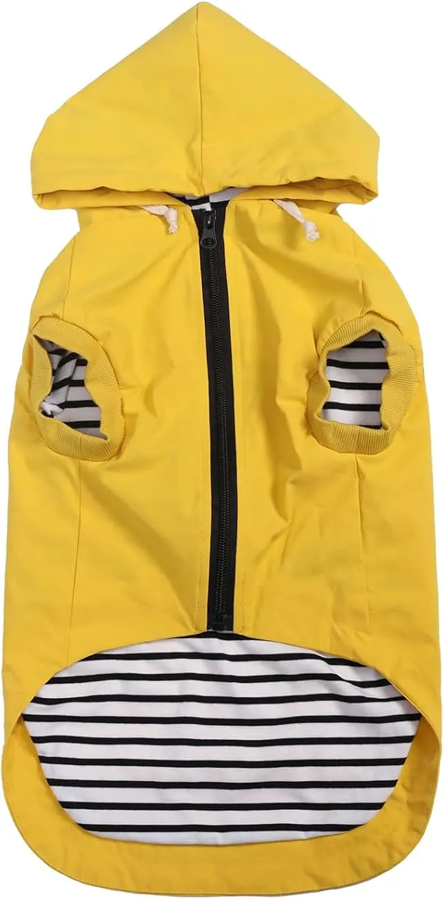 Dog Raincoat rain Jacket Dogs Waterproof fit for Small Medium Breeds Zipper Closure Pocket Storage in Cold Day - Yellow - XS