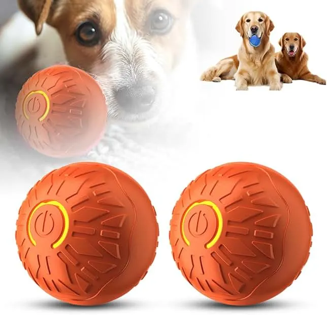 ROWPOZ 2Pcs Interactive Dog Toys Dog Balls, 2026 Upgrade Automatic Rolling Shaky Ball Toy, Automatic Rolling Ball Toys for Puppy Small Medium Dogs (Orange)