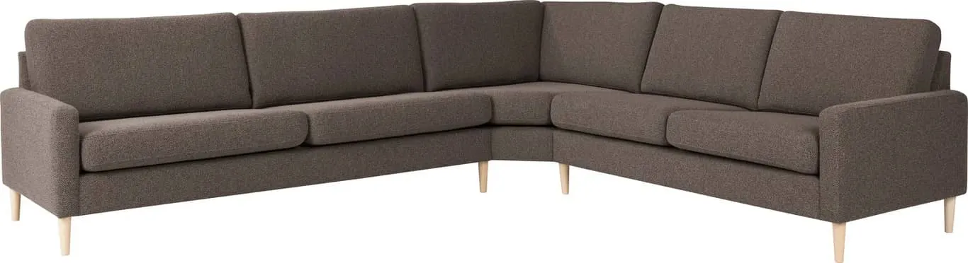 Sone høy hjørnesofa Modulsofa. 3 seter + stort hjørne + 2,5 seter i stoff Taffie Thule, armlene J5.