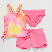 ZeroXposur Big Kid Girls Tie Dye 3-pc. Tankini Set