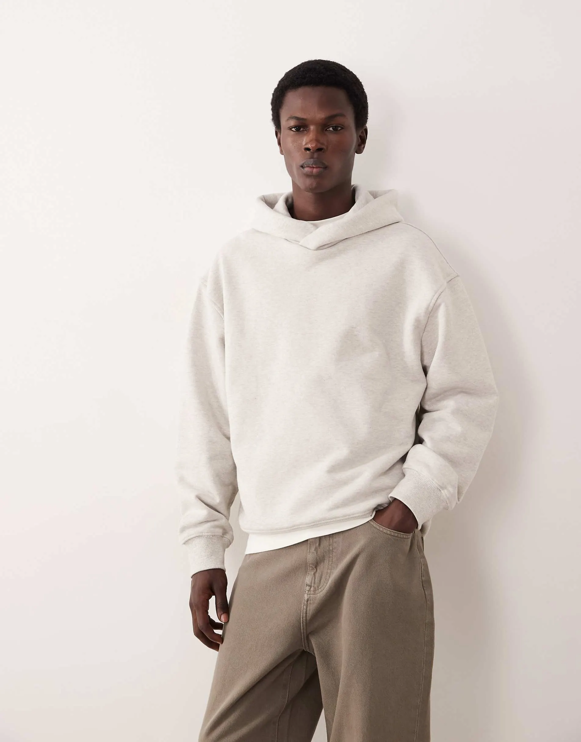 ASOS COLLECTIVE oversized super heavyweight hoodie in grey marl