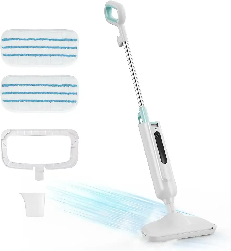 NEWBULIG Steam Mop for Hardwood/Tile/Carpet, Lightweight Steamer Cleaner for Floor Cleaning, 16.4 FT Cord and 2 Washable Pads
