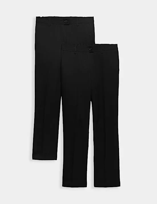 2 Pack Girls' Slim Leg School Trousers (2-18 Yrs)