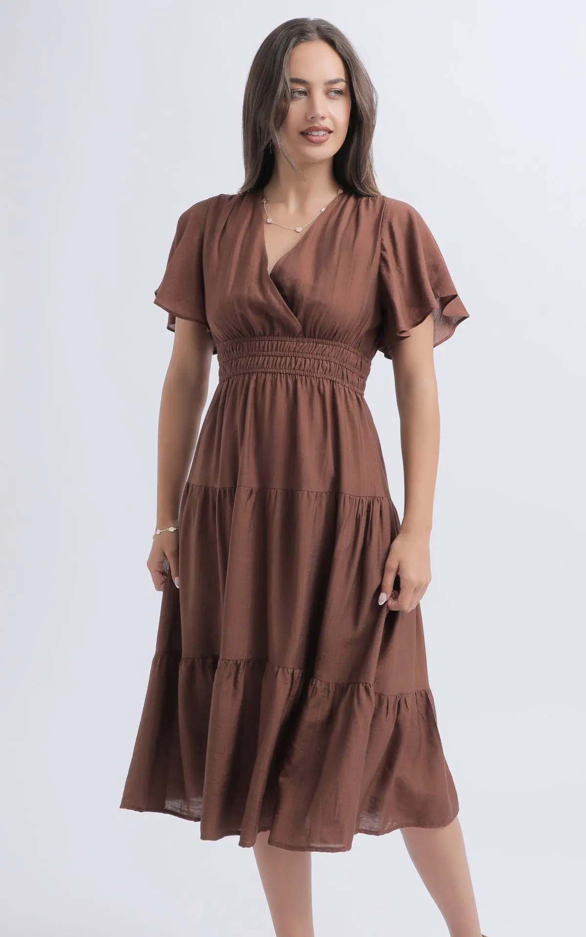 Voile Flutter Sleeve Dress