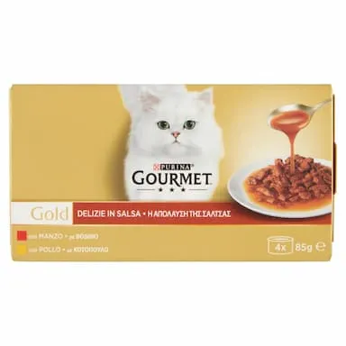 Cibo per Gatti Delizie In Salsa Pollo,Manzo x 4 pezzi