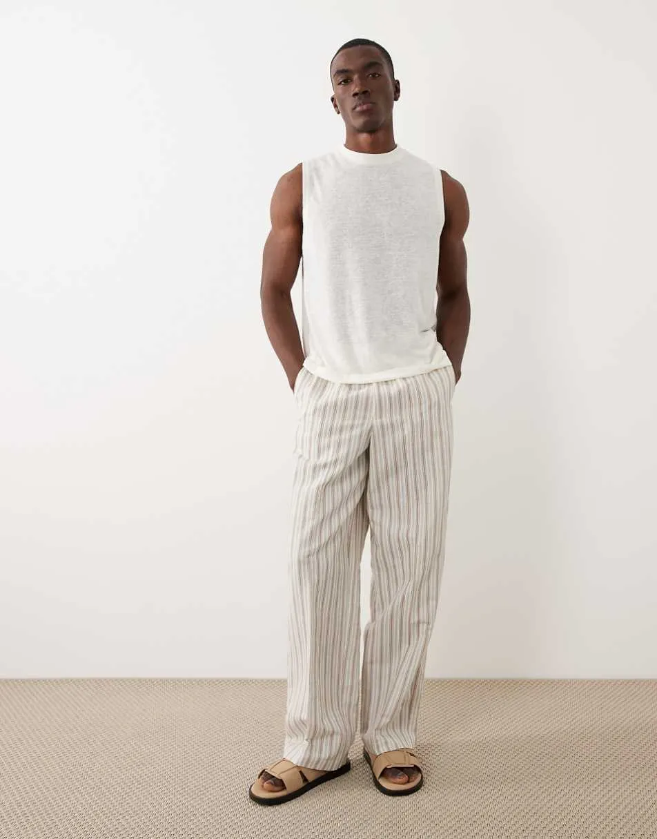 ASOS DESIGN boxy regular fit tank in cream linen look