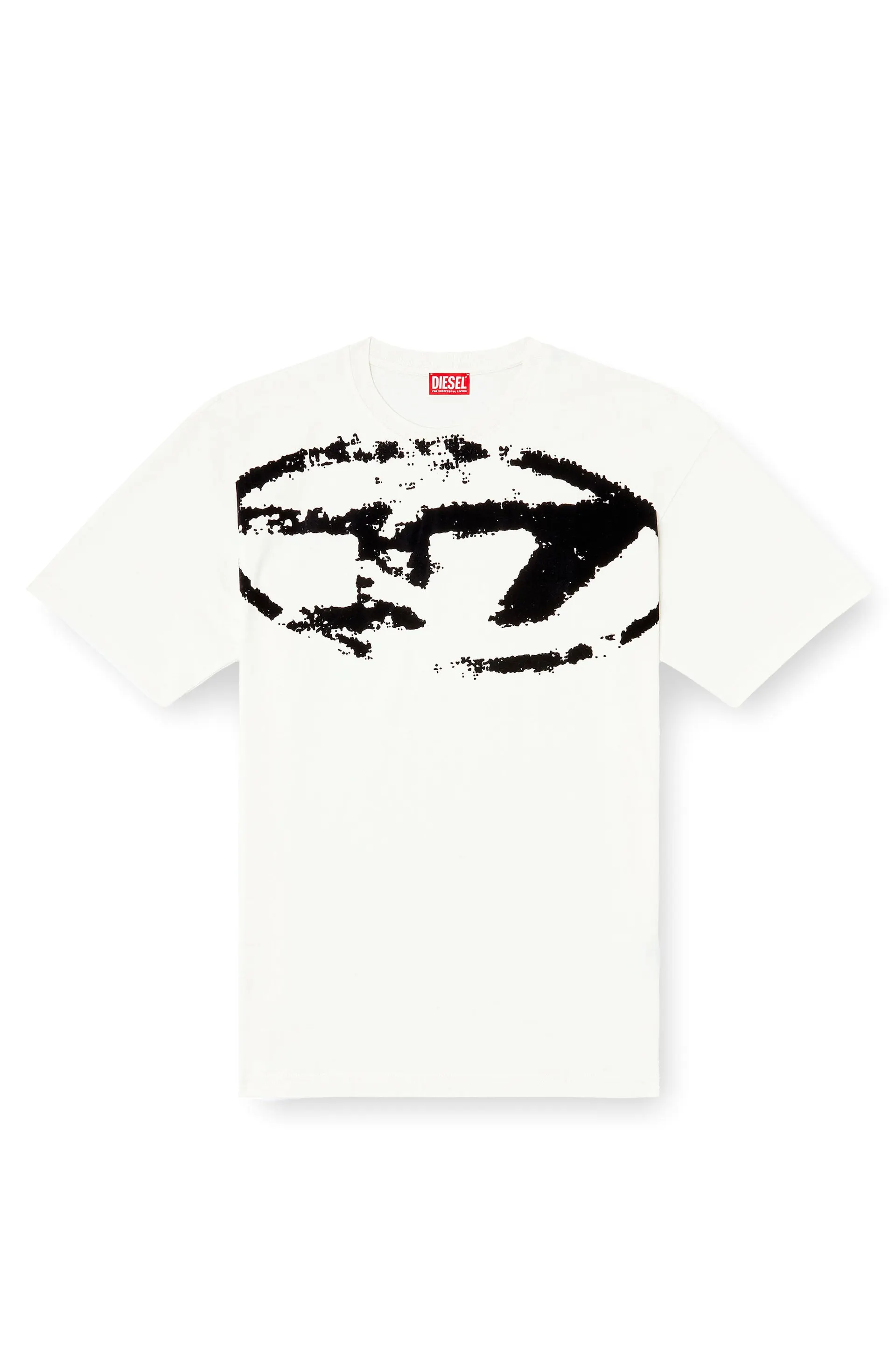 T-shirt with distressed flocked logo