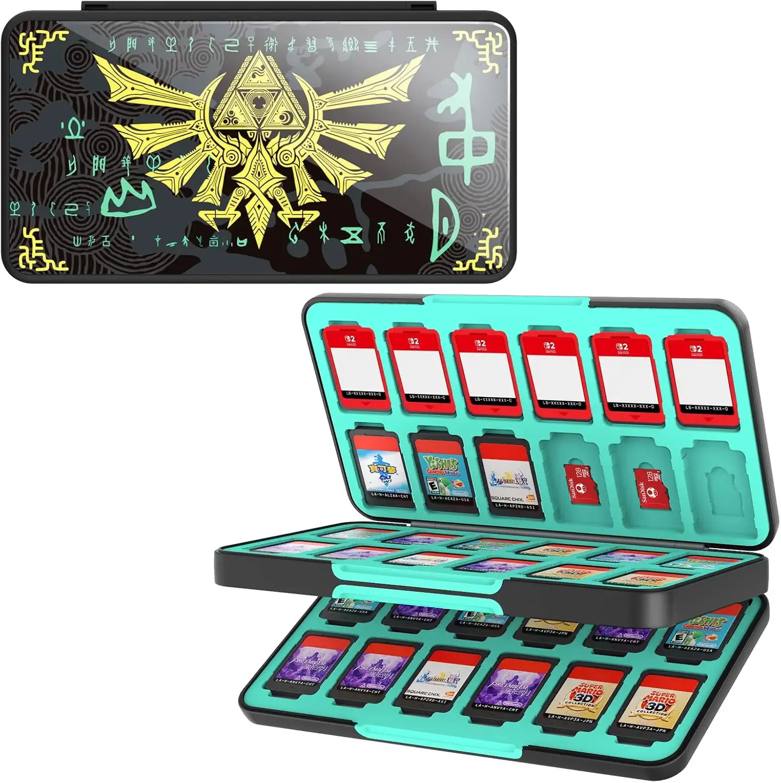 THELIFELICIOUS Switch Game Card Case for Nintendo Switch/Switch OLED/Switch Lite, Gradient Color Lining Games Card Holder with 48 Game Card Slots & 24 Micro SD Card Slots