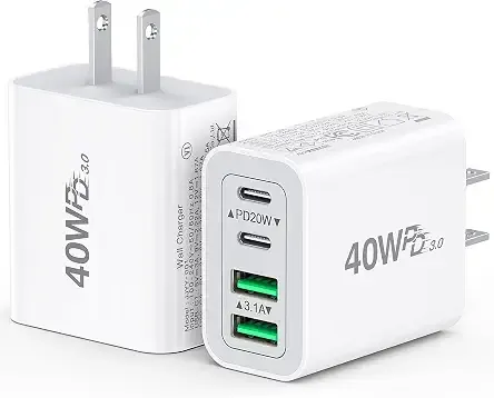 [2-Pack] USB C Charger Block 40W Max Output Type C Fast Charging Wall Plug