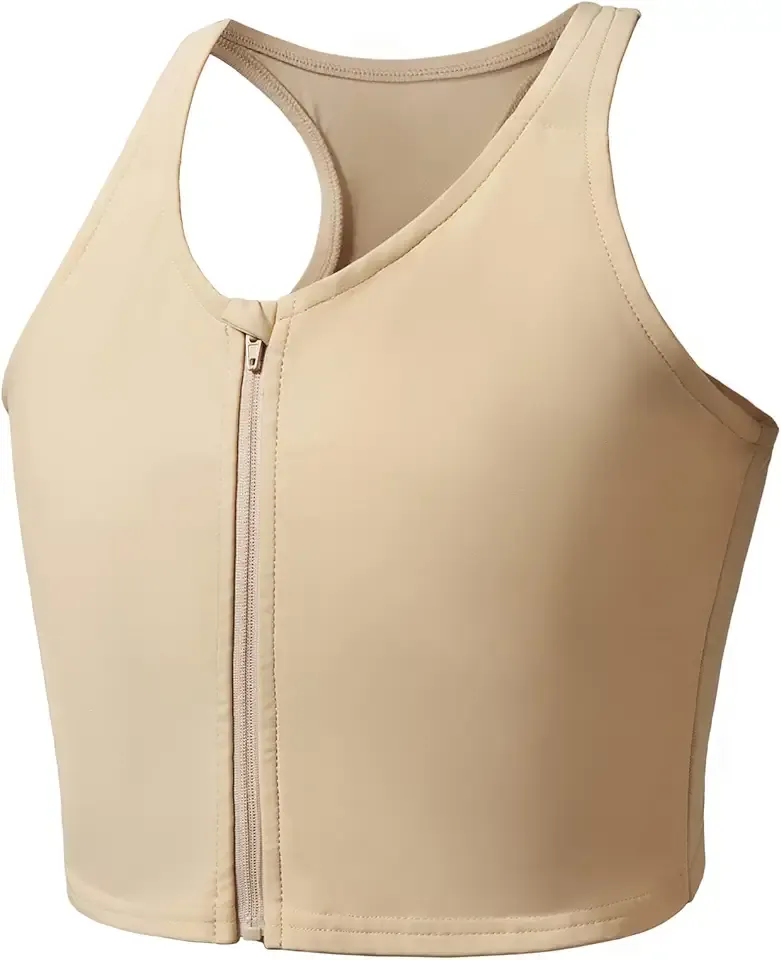 Wonababi Chest Binder Corsets for Transgender, Binder Trans with Zipper Flat Tank Top bustiers