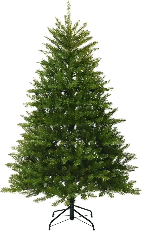 6FT Unlit Christmas Tree Green, Dunhill Fir Artificial Tree with 1430 PVC Branch Tips, Realistic Full Shape, Foldable Metal Stand for Indoor Home, Office & Holiday Decoration