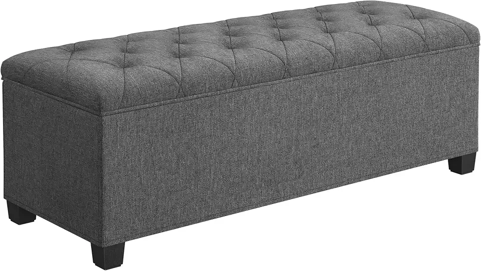 Storage Ottoman Bench, Foot Rest with Legs, 15.7 x 43.3 x 15.7 Inches, End of Bed Bench, Storage Chest, Load up to 660 lb, for Living Room, Bedroom, Entryway, Dark Gray ULSF088G01
