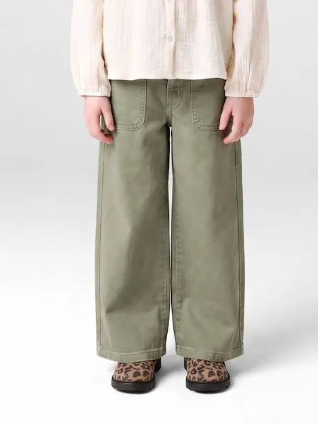 Pantalon fille large MorphologiK fin - vert de gris