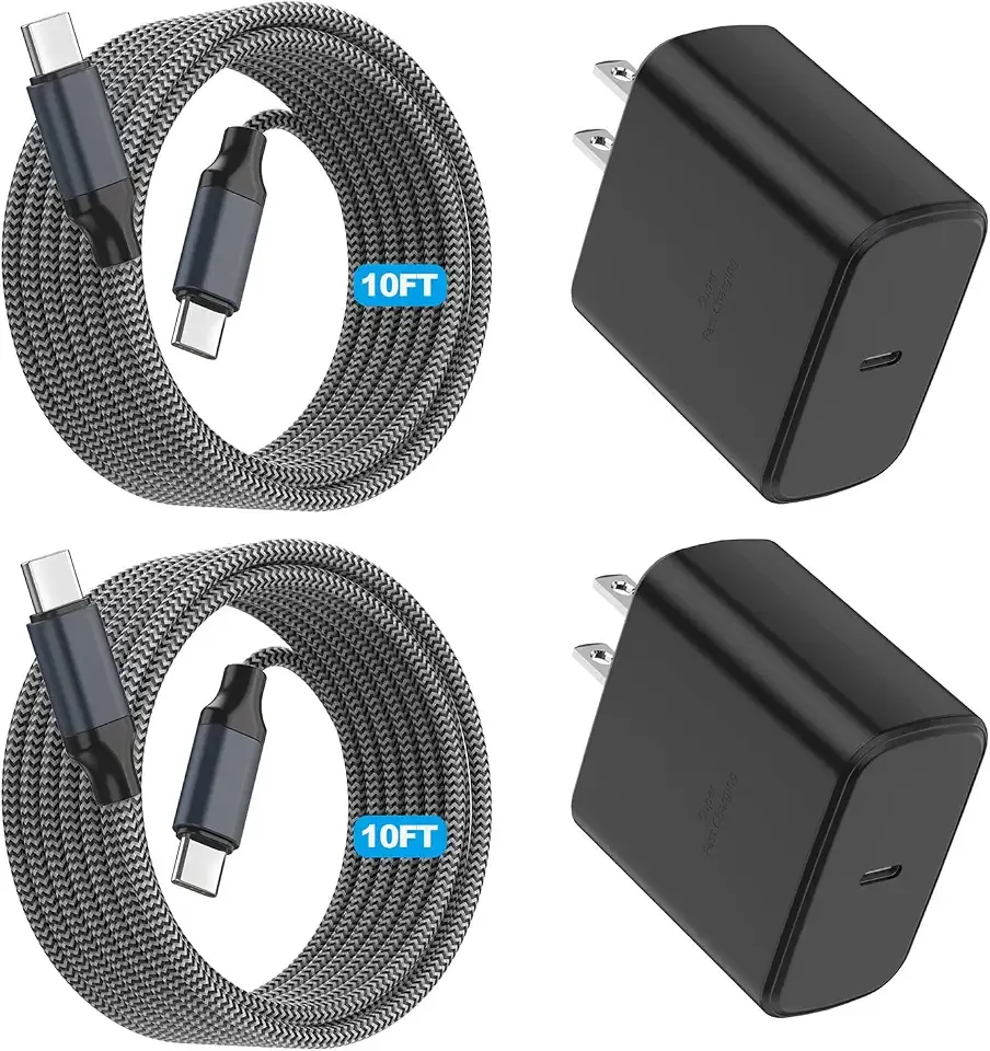 2Pack 45W Samsung Super Fast Charger Type C,10FT Type C Charging Cord with USB C Samsung Charger 10Foot USB C-C Cable for Sam sung Galaxy S25/S24+/Ultra/S22/S21/S20,iPhone17 Air/16/15 Pro,Pro Max,Plus