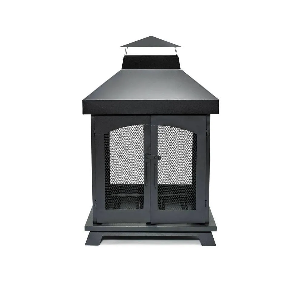Endless Summer Steel Wood-Burning Fireplace, Black