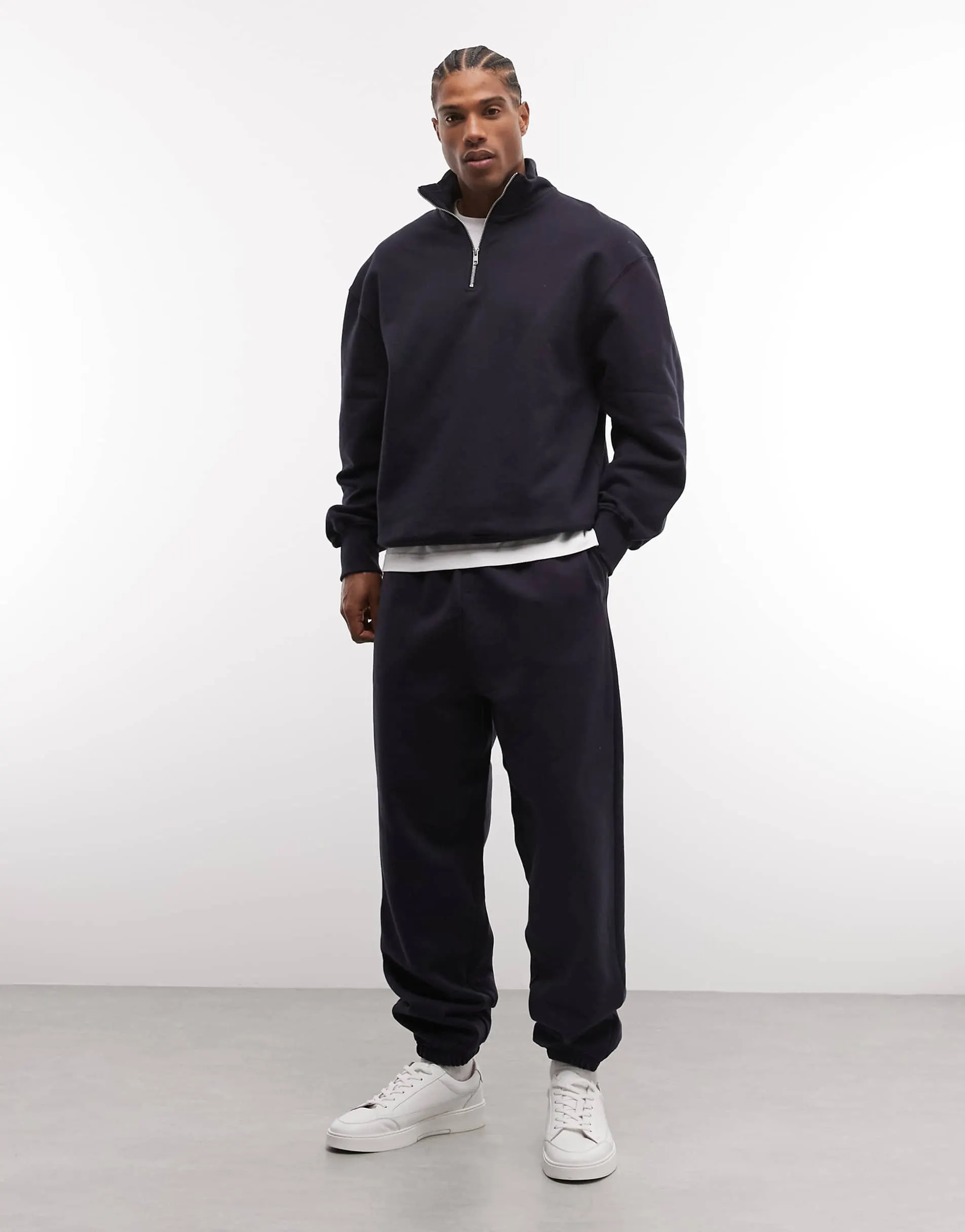 ASOS DESIGN premium heavyweight oversized jogger in 400 gsm navy