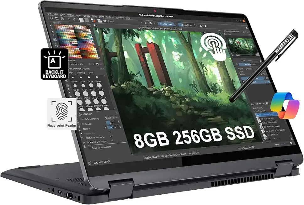 Lenovo IdeaPad Flex 5i 2-in-1 Laptop (14" FHD+ Touchscreen, Intel Core i3-1215U, 8GB RAM, 256GB SSD) Convertible, Fingerprint, FHD Webcam, 9-Hr Battery Life, IST Pen, Win 11 Home in S Mode, Grey